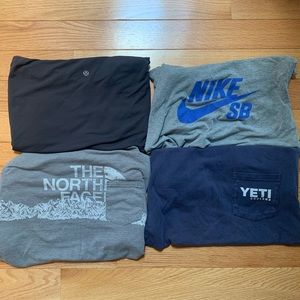 Lot of 4 t shirts (lululemon, north face, nike, yeti)